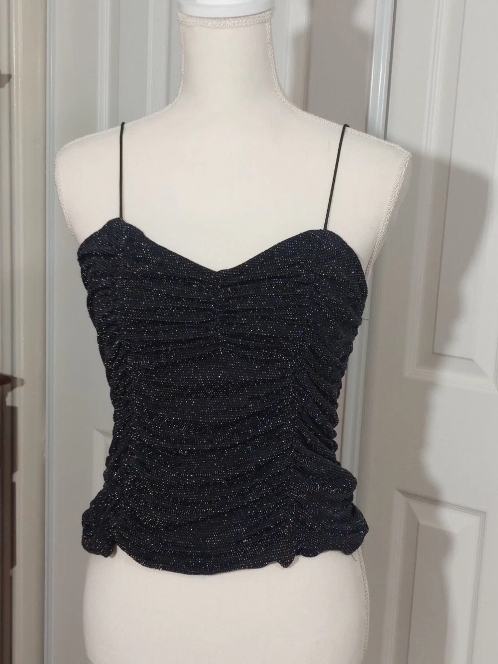 No Boundaries Black Sparkle Ruched Cami